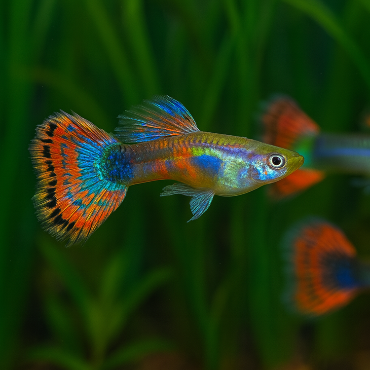 Blue Variegated Delta Guppy Male
