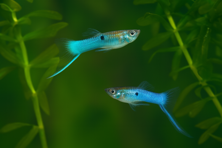 Blue Japanese Swordtail Guppy Male