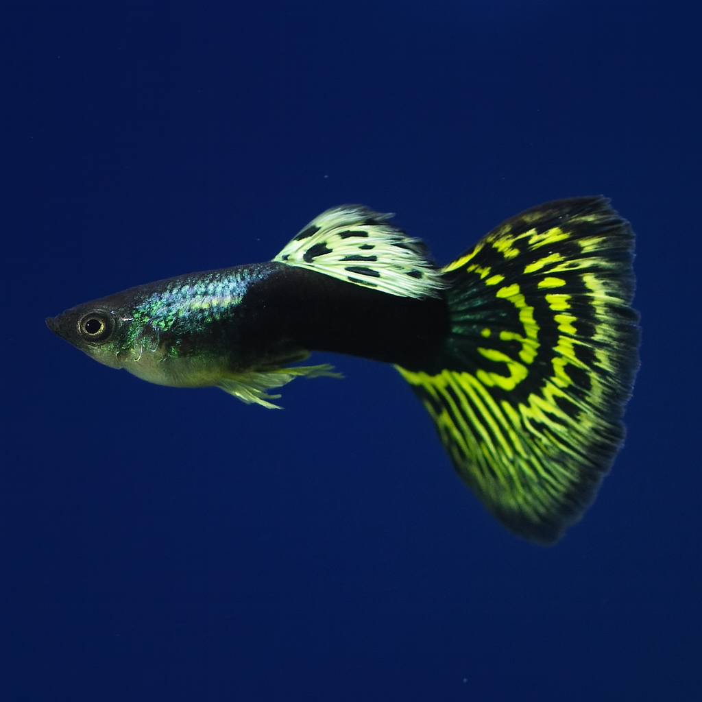 Yellow & Black Leopard Guppy Male