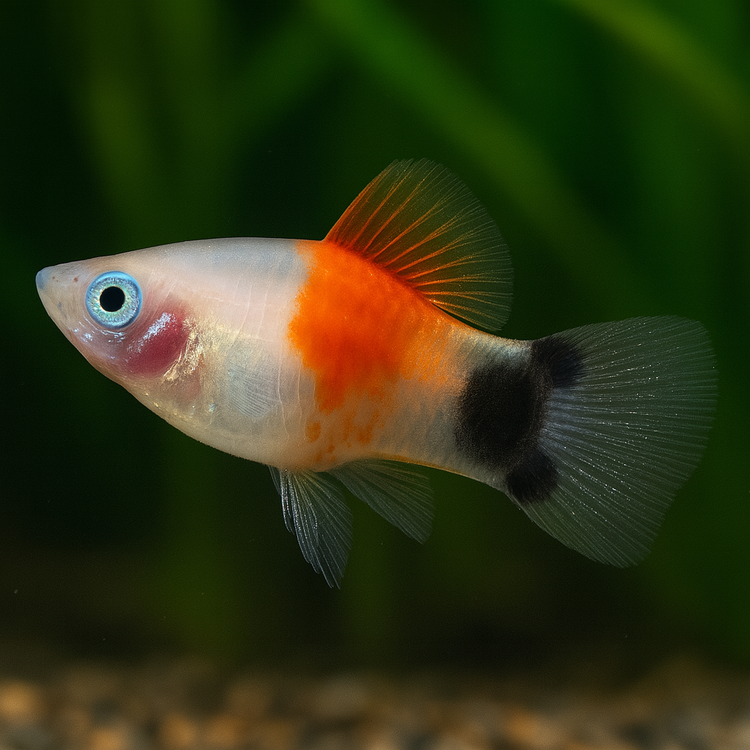 Red Top White Crescent Platy